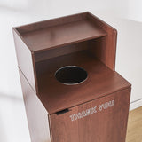 Restaurant Trash Can Cabinet, Commercial Trash Cans 32 Gallon Wooden Trash Can and Garbage Receptacle with Tray Holder, Door, Large Trash Bin for Restaurant, Cafeteria, Kitchen, Shop, Mahogany
