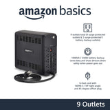 550W Surge Protector with Battery Backup, Uninterruptible Battery Power Supply, 9 Outlets, Black Amazon Basics