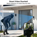 Doorbell Camera Wireless No subscription Required, 2K HD Battery Powered Smart Video Doorbell with Chime, Wide Angle, Motion Alerts&Two‑Way Talk, Night Vision, Compatible with Alexa ,2.4G WIFI Only