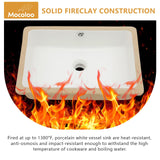Mocoloo Undermount Bathroom Sink 18 x 12 Inch Rectangle Porcelain White Ceramic Bathroom Sink 6 Inch Deep Basin with Overflow Small Lavatory Vanity Top Under Mounted the Counter