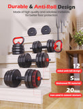 FDS3 Adjustable dumbbell set, 55lbs Free Weights set with upgraded nut, 5 in 1 Weight Set Used as Kettlebells, Barbell, Push up Stand, Fitness Exercise for Home Gym Suitable Men/Women