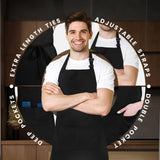 Adjustable Bib Apron 100% Polyester Kitchen Aprons Waterdrop Resistant Aprons with Adjustable Strap, Pockets & Long Ties