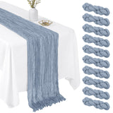 10 Pack Dusty Blue 17 x 108 Inch Cheesecloth Table Runner - Boho Gauze Sheer Fabric for Wedding Baby Shower Party Home Decor