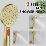 Tohlar Gold Shower Faucet System, High Pressure 10 Inches Rain Shower Head and 3-Setting handheld Spray Combo, Wall Mounted Shower Head and Handle Set, Valve Body and Trim Included