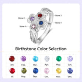 Oseew Personalized 4 Round Birthstone Ring for Women 10K 14K 18K Solid Gold Engraved Name Birthstone Ring Birthday Christmas Mother's Day Jewelry Gifts for Her