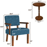 FAGAGA Accent Chairs Set of 2, 2 Solid Wood Armchairs with Side Table