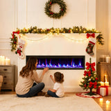 GarveeHome 50 in Electric Fireplace Wall Mounted/Recessed with Remote Control, 4.2 in Ultra-Thin Linear Fireplace Heater 750W/1500W with Timer, 12-Color Flames, Log & Crystal Options