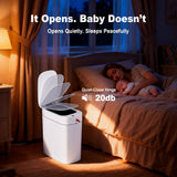 funest Bathroom Trash Can with Lid, Automatic Motion Sensor Trash Can, 3.5 Gallon Garbage Can, Type-C Rechargeable, Bag-Holding Design, Office