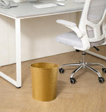 Gold Hammered Metal Trash Can Wastebasket, Decorative Stylish Garbage Can Waste Basket