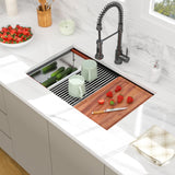 Beslend 30 Black Undermount Kitchen Sink - 30x19 Gunmetal Black Double Bowl Kitchen Sinks Workstation 16 Gauge Stainless Steel Sink Low Divide Double Basin 50/50