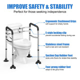 UGarden Toilet Safety Rails, Stainless Steel Adjustable Toilet Frame with Soft Handles&Tissue Holder, 380LBS Foldable Detachable Toilet Safety Frame for Elderly, Seniors, Handicap & Disabled