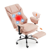 HOMREST 4-Point Massage Office Chair with Heat, 155° Reclining Executive Desk Chair with Adjustable Armrests, Ergonomic High Back Computer Chair for Home Office, Pink