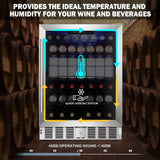 COWSAR Wine Cooler Refrige ETL Approved 24inch Wine Fridge Freestanding or Built-in Wine Refrigerator 5.1Cu.Ft Wine Fridge