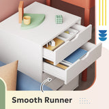 5-Drawer Chest, Wood Storage file Cabinet with Wheels, White DEVAISE