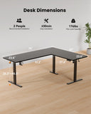 Inches Reversible L Shaped Standing Desk Height Adjustable, Electric Corner Computer Desk with Cup Holder