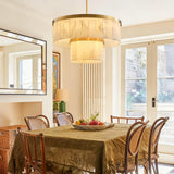 CEENWE Alabaster Chandelier 2-Tier D24 Brass Round Chandeliers, Modern Dining Room Chandelier Marble Pendant Light for Living Room, Bedroom, Foyer, Kitchen, Entryway Gold(Include Bulbs)