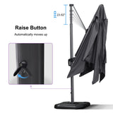 PURPLE LEAF Patio Telescopic Umbrella 11.5' x 11.5' Up Down Lifting Grey