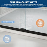 44-48 in. w x 72 in. h Semi-Frameless Double Sliding Shower Door, Clear Tempered Glass, Matte Black Frame for Walk-in Shower, Space-Saving Solution for Tight Bathrooms