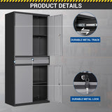 Fesbos 71" Metal Cabinet-Black&Gray Heavy Duty Storage File Cabinet Steel Tool Cabinets with Shelves