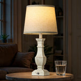 ROTTOGOON Dimmable Table Lamps Set of 2, Rustic Farmhouse Table Lamps for Living Room Bedroom, Bedside Desk Lamps for End Tables, Touch Lamps for Nightstand, 9W Bulbs Included, 22", Antique White