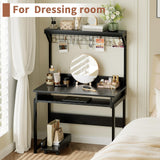 Small Computer Desk with Hutch, Office Desk Study Table Writing Desk Workstation PC Table for Home Office