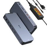 Laptop Docking Station Dual Monitors USB C Dock Hub with 120W Power Adapter