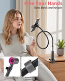 LILANZo 2-in-1 Gooseneck Phone Holder for Bed & Blow Dryer Stand – 360° Flexible Long Arm, Cell Phone Stand for Desk/iPhone/Kindle, Overhead Mount for Desk, for Seniors, Mom, Creator