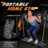 LALAHIGH Portable Home Gym System: Large Compact Push Up Board, Pilates Bar & 20 Fitness Accessories with Resistance Bands Ab Roller Wheel - Full Body Workout for Men and Women, Gift for Boyfriend LALAHIGH