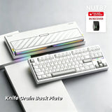ZMX NUT87 Aluminum Custom Mechanical Keyboard,Hot-Swap Gasket Structure,Triple Mode 2.4G/Bt5.0/Wired,TKL 80% RGB Backlit 10000mAh Mechanical Keyboard for Game&Office,White-Knife