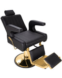 IJIALIFE Reclining Barber Chair 450 lb Capacity, Hydraulic Salon Chair with Adjustable Headrest & 360° Swivel, Heavy Duty Styling Chair for Barbershop, Hair Salon, Spa & Home (Black & Gold)