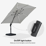 PURPLE LEAF Cantilever Patio Umbrella 10' x 10' with Solar LED Light, White