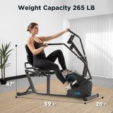 JLL Smart Cross Trainer Recumbent Exercise Bike with Arm Exercisers, 8-Level Magnetic Resistance Stationary Machine, LCD, Bluetooth Fit App