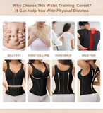 SHAPSHE Waist Trainer Corset for Women Tummy Control Sport Workout Body Shaper Vest for Postpartum Gym Zipper and Hooks Black XXL