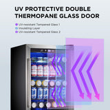 Electactic Wine Cooler 37 Bottle Freestanding Fridge with Stainless Steel Reversible Glass Door for Home Kitchen Bar, 4.5 Cu.ft Silver