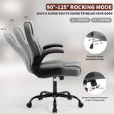 Office Chair PU,Leather Office Chair with Wheels,360° Swivel Rolling Chair with Padded Arms