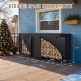Benass Outdoor Firewood Rack with Cover 8FT,Heavy Duty Fire Log Stacker Stand for Wood Storage with 600D Oxford Waterproof Cover,Indoor/Outdoor Firewood Holder for Fireplace, Patio,Black
