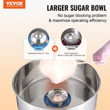VEVOR Cotton Candy Machine Commercial, 1000W Electric Floss Maker with Stainless Steel Bowl, Sugar Scoop, Storage Drawer, Perfect for Home, Carnival, Kids Birthday, Family Party, Blue