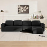 Furnify 136" Modular Sectional Couch Left/Right Facing Convertible, L-Shape Modern Teddy Sofa, Deep Seat Upholstered Foam Couch for Living Room Bedroom, No Assembly Required (Black, Teddy Boucle)