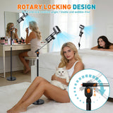 Hair Dryer Stand Hands Free, Hair Dryer Holder Stand with Rotary Lock Swing Arm, 23.6–63" Adjustable Height Hair Diffuser Stand, 360° Rotating with Heavy Base for Dyson Supersonic Bathroom, Vanity