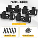 Jusgym 4 Pack Firewood Rack Outdoor Indoor, Heavy-Duty Plastic Firewood Rack Brackets Kit with 8 Support Bars, 3.5mm Thick Adjustable Fire Wood Storage Racks with Drainage Holes