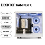 Prebuilt Gaming PC Desktop, Ryzen 7 4700LE, Radeon RX 580 8GB