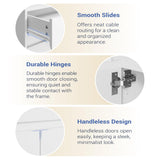 Housoul Buffet Cabinet [Set of 2] with 2 Doors and Drawer, White