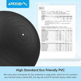 APEXUP Yoga Ball Exercise Ball, Anti Slip Stability Ball Chair, Heavy Duty Large Gym Ball for Fitness, Balance, Core Workout and Physical Therapy (M (19"~22'') 55cm, Black) APEXUP