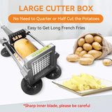 MYTASUY Commercial French Fry Cutter Stainless Steel.Potato Cutter for French Fries with 1/4 and 3/8Inch Blade, Commercial French Fry Cutter Manual Potatoes Cutting Machine with Suction Feet.