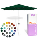 Midtown Umbrellas - The Lean 8 Ft Patio Umbrella with Fade-Resistant Sunbrella Fabric, Auto-Tilt Aluminum Frame and 8 Reinforced Ribs for Deck, Pool & Garden - Forest Green Canopy, Black Pole