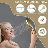 Tohlar Gold Shower Faucet System, High Pressure 10 Inches Rain Shower Head and 3-Setting handheld Spray Combo, Wall Mounted Shower Head and Handle Set, Valve Body and Trim Included