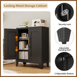 Metal File Cabinet with Lock (Two Units), Steel Storage Cabient with 2 Doors and 2 Adjustable Shelves