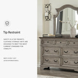 Signature Design by Ashley Lodenbay Casual Smooth-Gliding 7-Drawer Dresser and Mirror with Safety Stop, Light Gray & Dark Brown