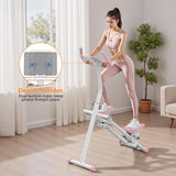 Stair Stepper for Home,Vertical Climber Step Machine with Stable Triangular Frame, 3-level Handrail Height & Resistance & Pedal Adjustment,LCD Monitor, Device Holder, Smooth Motion, 300 LBS White Pink