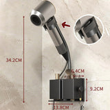 Halyuhn Adjustable Hair Dryer Holder, Black Hair Tool Organizer Wall Mount with Plug &Cord Organizer, Hands Free Hair Dryer Rack for Bathroom, Vanity and Makeup Room, Rust-Proof Blow Dryer Holder
